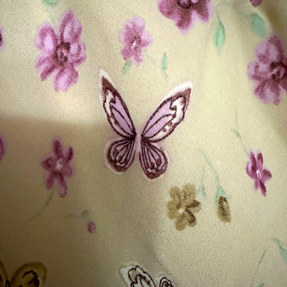 My Michelle Floral Butterfly Print Chiffon Skirt - Tan and Purple/Pink. NWT L - Picture 6 of 7
